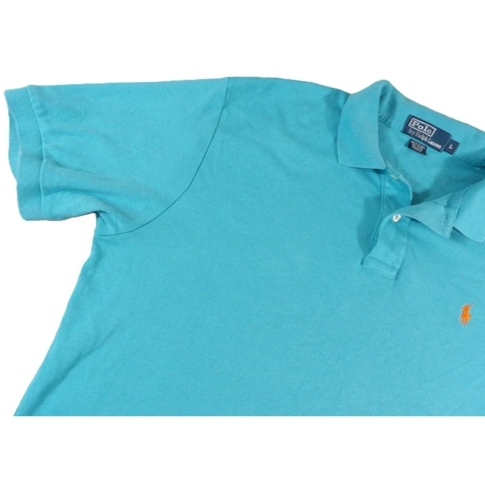 Polo Ralph Lauren Polo Shirt Men L Turquoise Blue Classic Fit Cotton Pony Golf